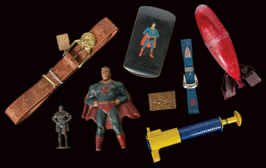 Superman Group of Toys and Premiums. Circa 1940s/50s. Nine ... (1 of 3)