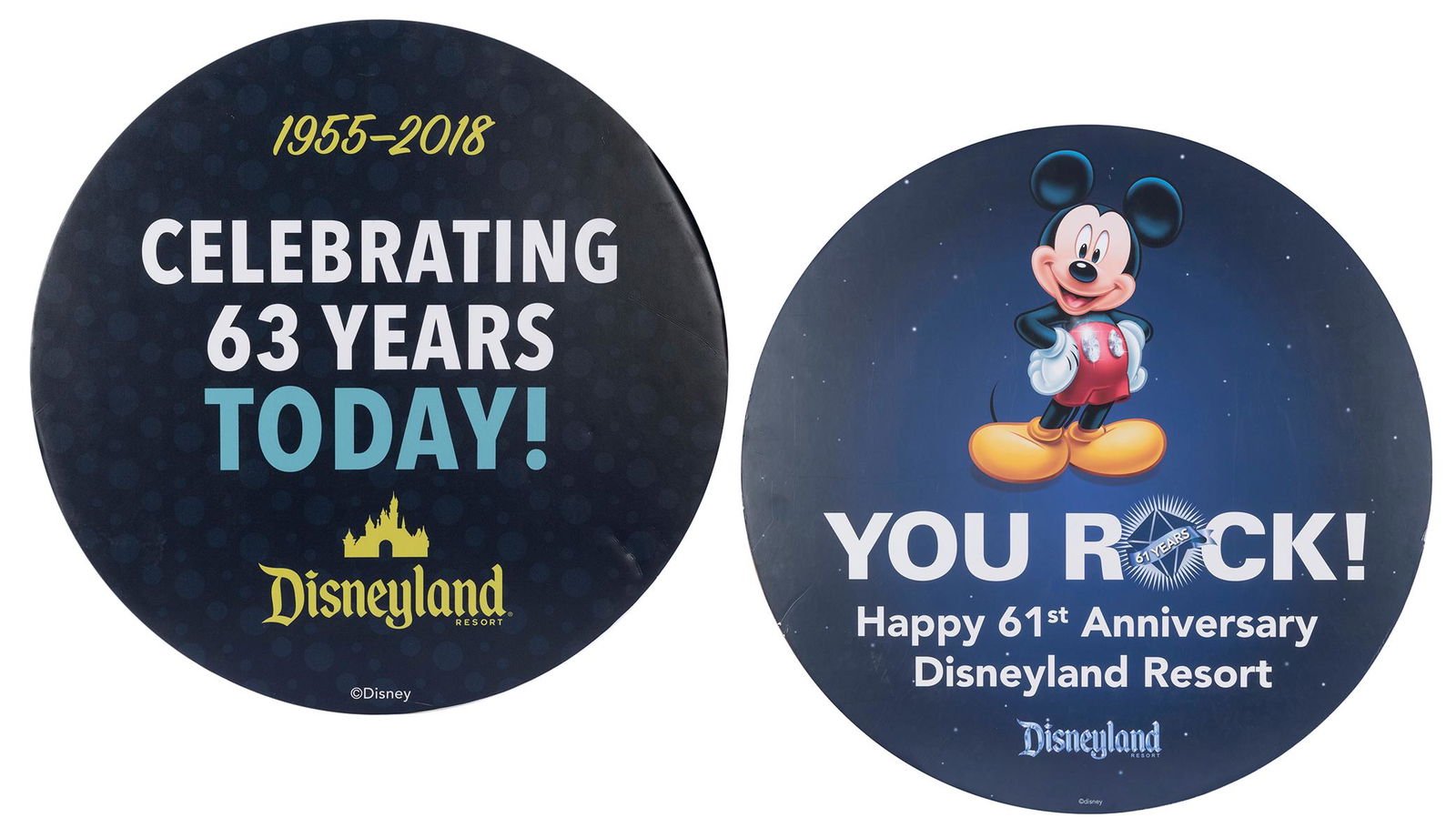 Disneyland Resort Pair of Anniversary Signs. Circular foam ... (1 of 1)