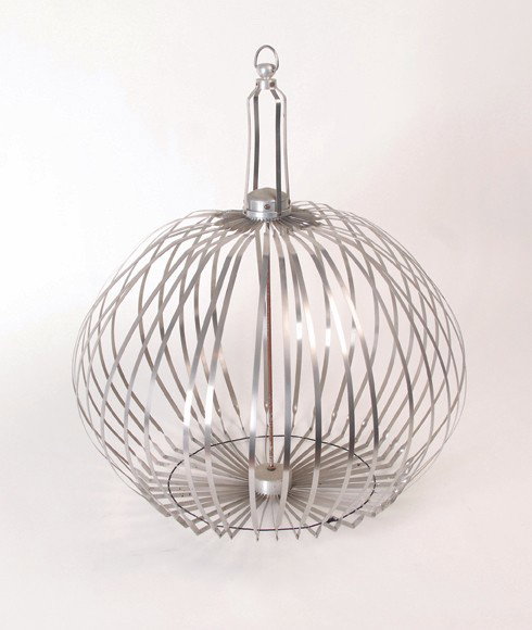 Giant Production Bird Cage. Merv Taylor, ca. 1955: Giant Production Bird Cage. North Hollywood, Merv Taylor, ca. 1955. A round, collapsible stainless steel bird cage which can be produced from a bundle of silk handkerchiefs; the cage opens to a circum