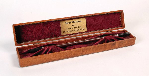 Tom Mullica's 1997 Lecturer of the Year Award.: Tom Mullica's 1997 Lecturer of the Year Award. Los Angeles, John Gaughan, 1997. Handsome 15" long hardwood magic wand in custom wooden box. Presented to Tom Mullica on receiving the 1997 Lecturer of t