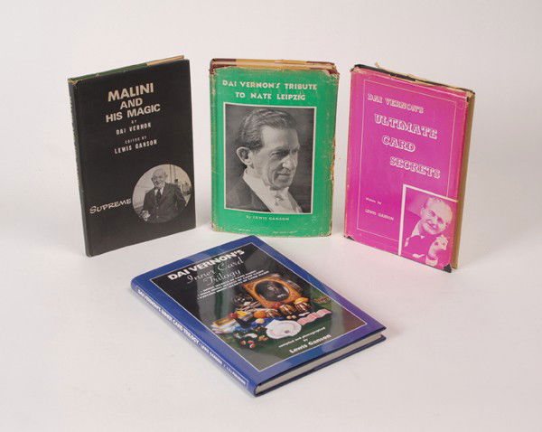 Group of four Dai Vernon magic books: [Dai Vernon] Ganson, Lewis. Group of four Dai Vernon magic books. Including Malini and His Magic (ca. 1979), Dai Vernon's Inner Card Trilogy (1996), Dai Vernon's Tribute to Nate Leipzig (ca. 1958), an