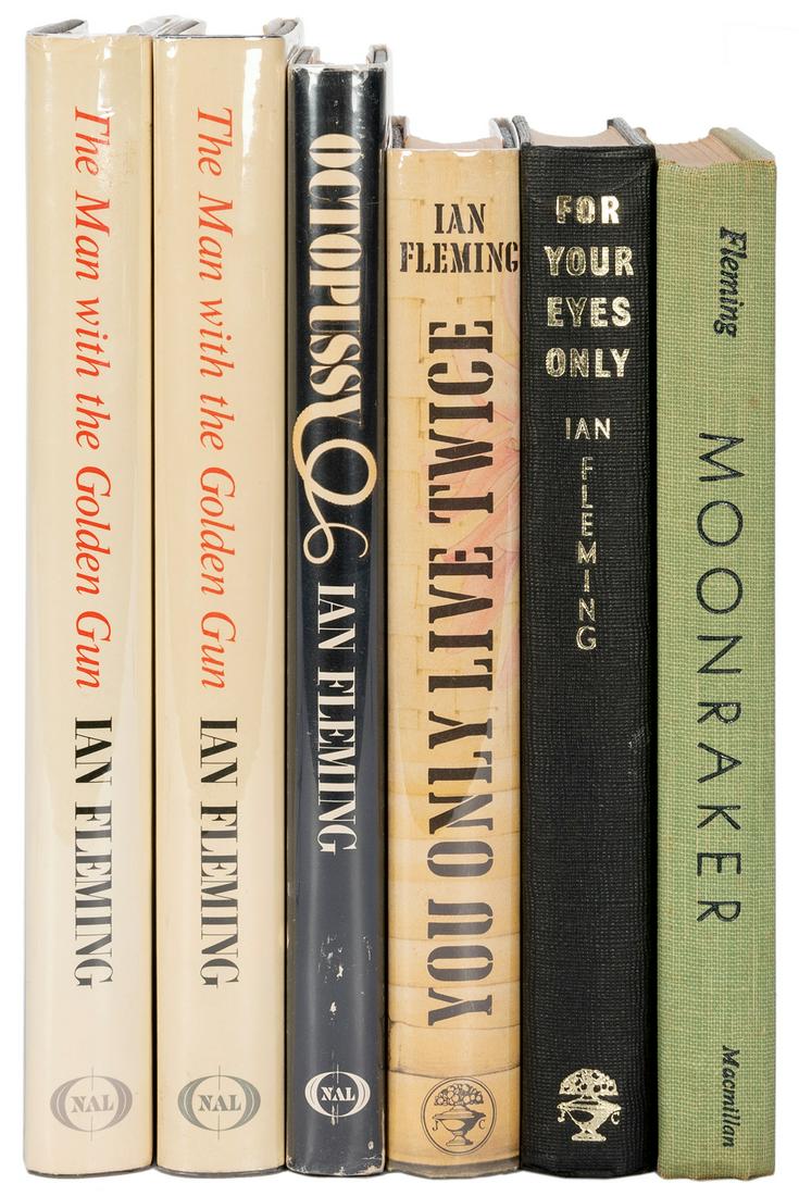 FLEMING, Ian (1908–1964). A group of 6 works, including: Mo...: FLEMING, Ian (1908–1964). A group of 6 works, including: Moonraker. New York: The Macmillan Company, 1955. Original green cloth lettered in black. –– For Your Eyes Only. London: Jona