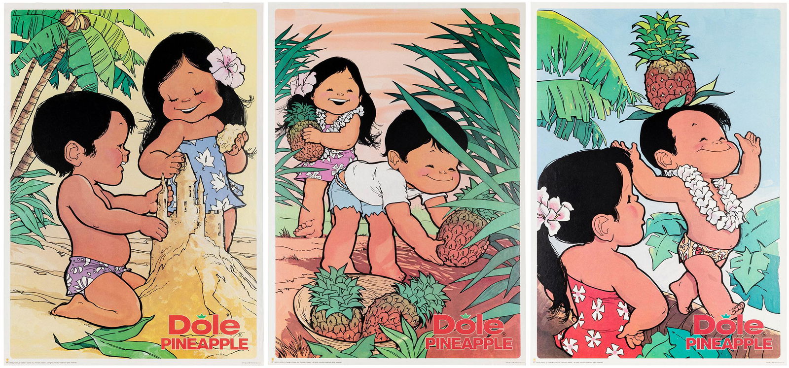Dole Pineapple. Trio of advertising posters. Circa 1980s. P... (1 of 4)