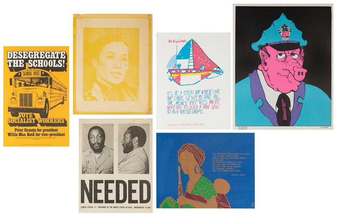 [POLITICS/ACTIVISM]. Group of 5 women’s liberation, protest...: [POLITICS/ACTIVISM]. Group of 5 women’s liberation, protest, and political posters. Late 1960s/early 1970s. Including: Needed / Public Citizen #1 – President of the United States in Exile.