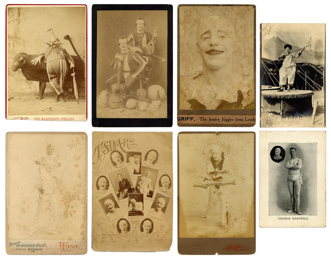 [CLOWNS]. Six cabinet photos of clowns. American/British, c... (1 of 1)