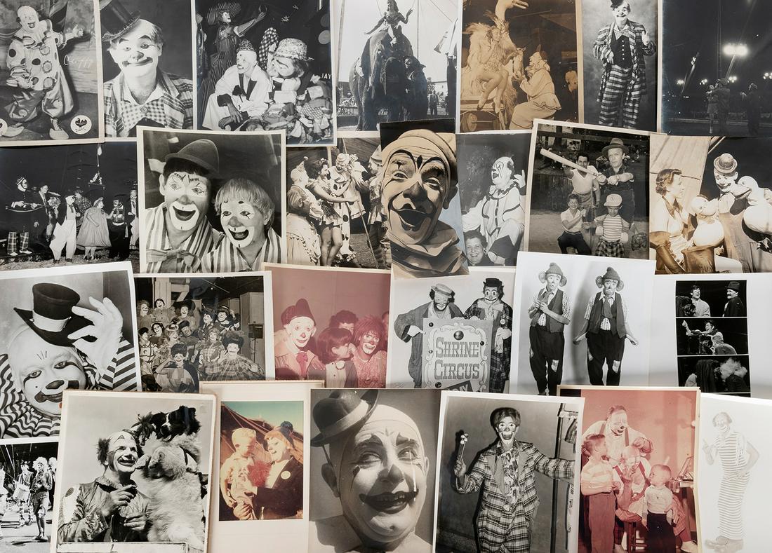 [CLOWNS]. Collection of circus clown photographs. Bulk mid-... (1 of 1)