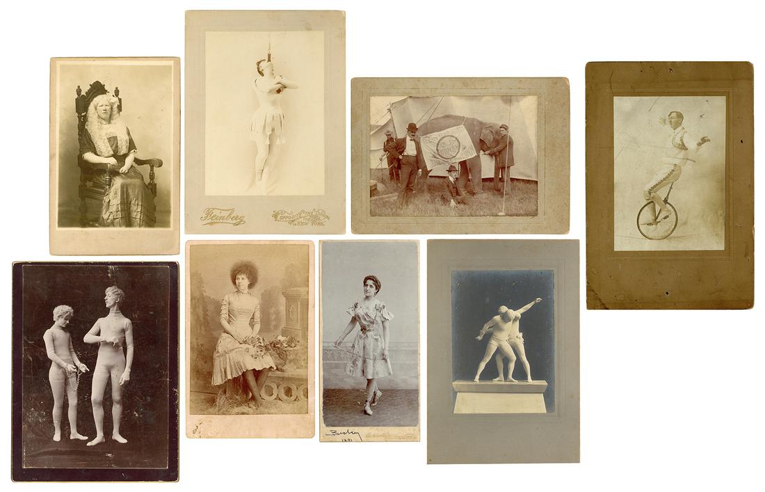 Eight circus performer cabinet photographs. American, ca. 1... (1 of 1)