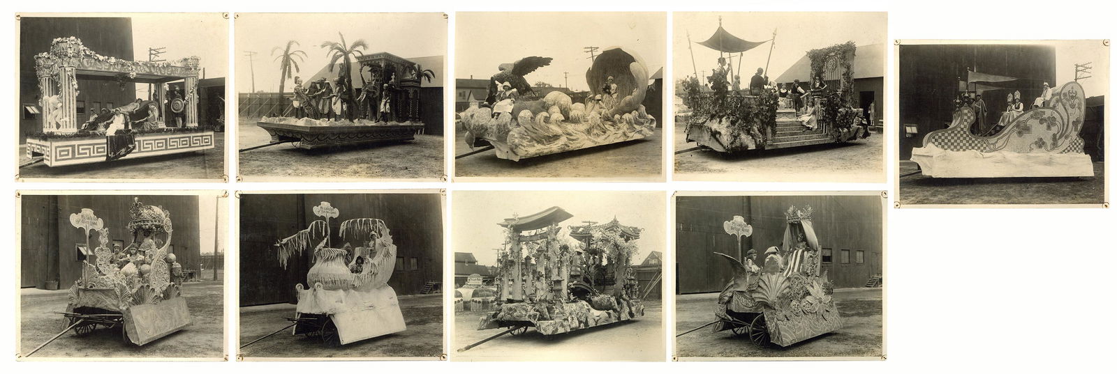 [W.F. MANGELS]. – [PARADES]. Nine parade float photographs.... (1 of 2)