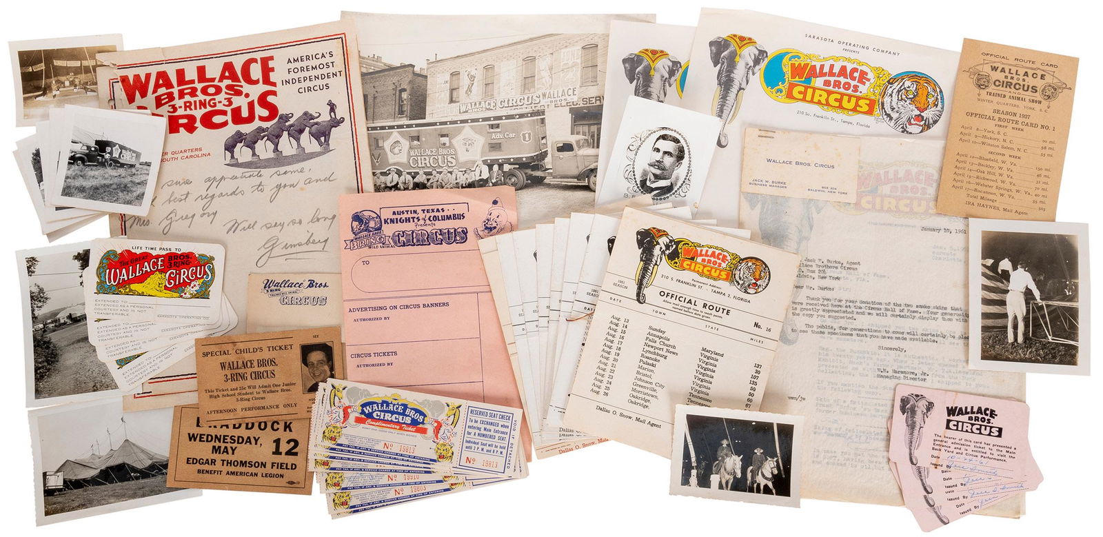 Wallace Bros. Circus Archive. 1930 - 60s. File folder with ... (1 of 1)