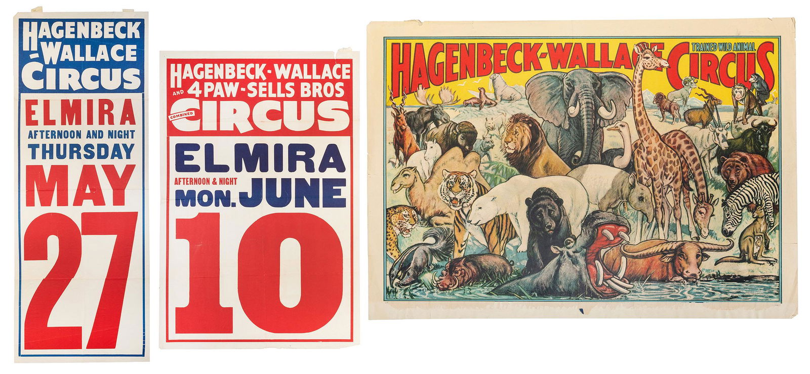 Hagenbeck-Wallace Circus. Three posters. Circa 1930s. Three... (1 of 4)