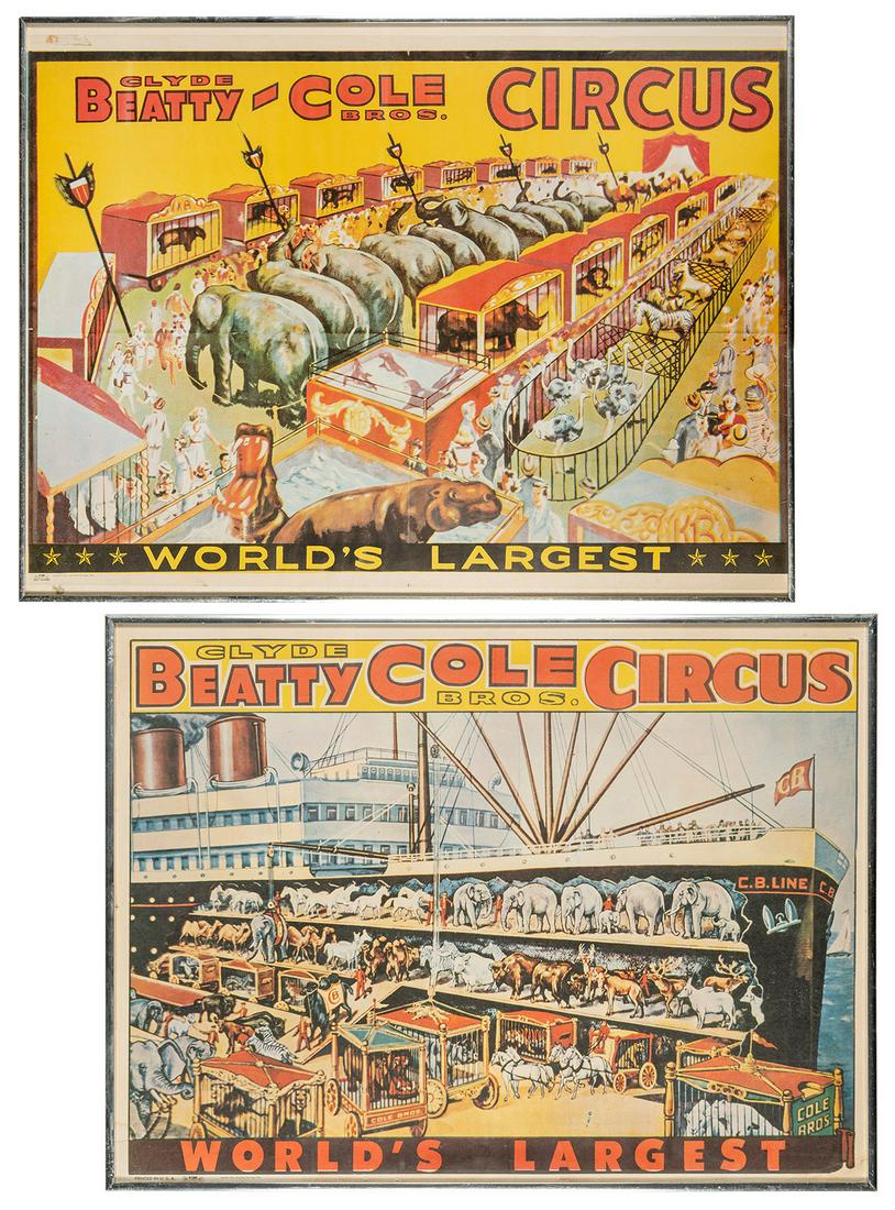 Clyde Beatty-Cole Bros. Circus. Two posters. 1965. Hugo, OK... (1 of 1)