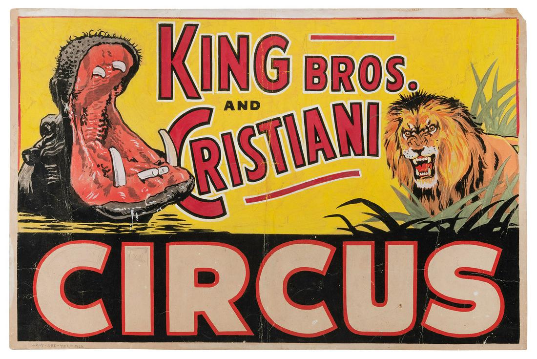 King Bros. and Cristiani Circus Poster Maquette. Circa 1950... (1 of 1)