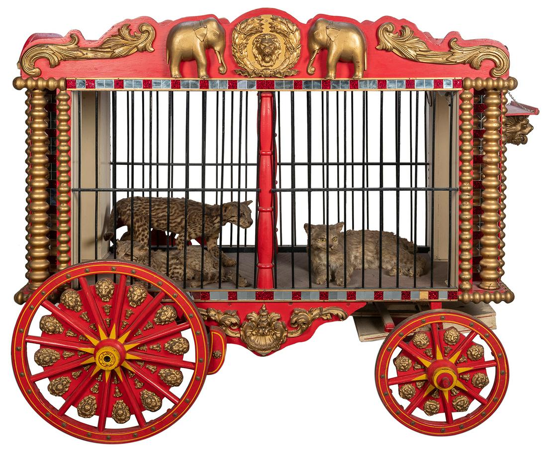 Lion Model Circus Wagon. Circa 1940. Diminutive circus wago... (1 of 5)