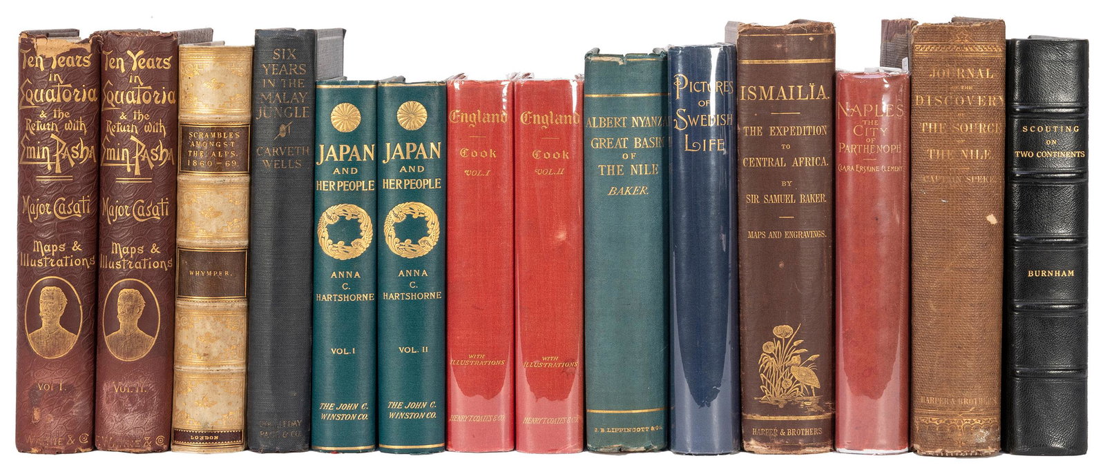 [EXPLORATION & TRAVEL]. A group of 11 works, including: WHY...: [EXPLORATION & TRAVEL]. A group of 11 works, including: WHYMPER, Edward. Scrambles Amongst the Alps in the Years 1860–69. London: John Murray, 1871. 8vo. 5 folding maps, numerous plates and in t