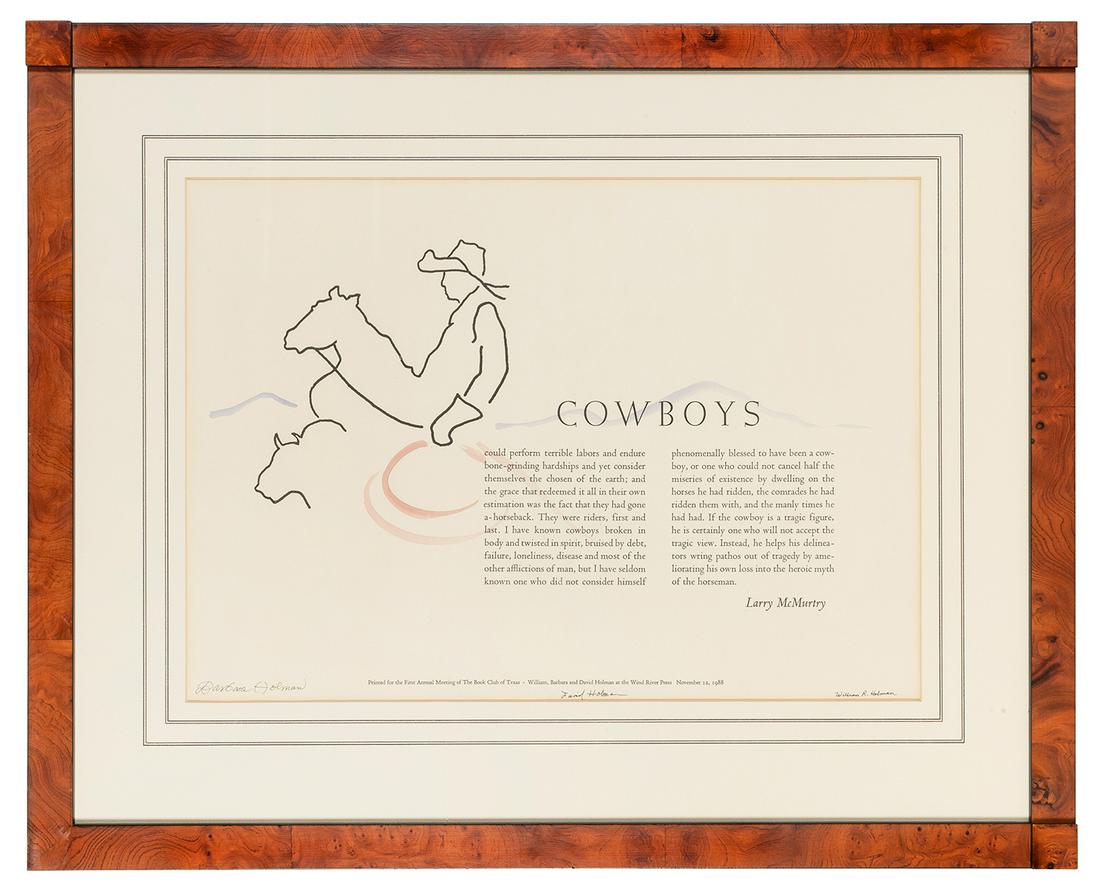 [TEXAS]. McMURTRY, Larry (1936–2021). Cowboys. [Austin:] Wi... (1 of 1)
