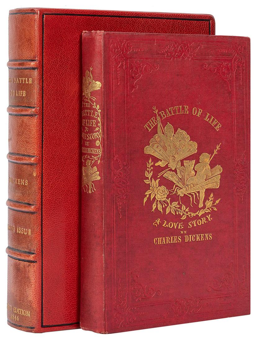 DICKENS, Charles (1812–1870). The Battle of Life. A Love St...: DICKENS, Charles (1812–1870). The Battle of Life. A Love Story. London: Bradbury & Evans, 1846. Foolscap 8vo. Engraved frontispiece and vignette title by John Thompson after Daniel Maclise, nume