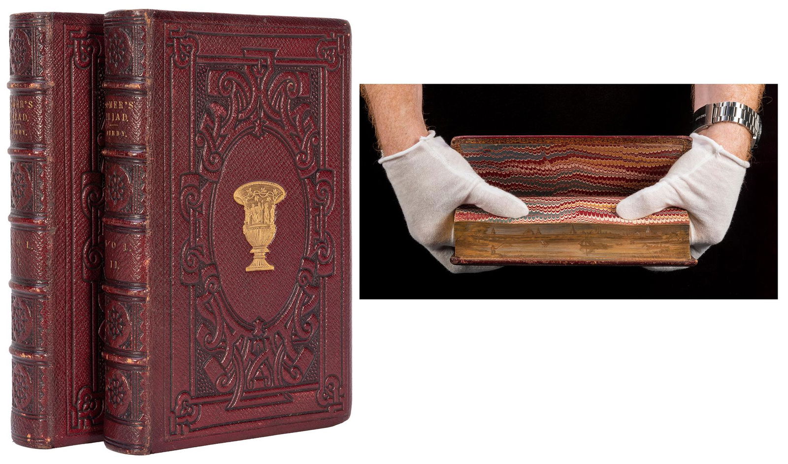 [FORE–EDGE PAINTING]. SMITH–STANLEY, Edward, Earl of Derby ...: [FORE–EDGE PAINTING]. SMITH–STANLEY, Edward, Earl of Derby (1799–1869), translator. The Iliad of Homer. London: John Murray, 1865. 2 volumes, 8vo. Original burgundy morocco over beve