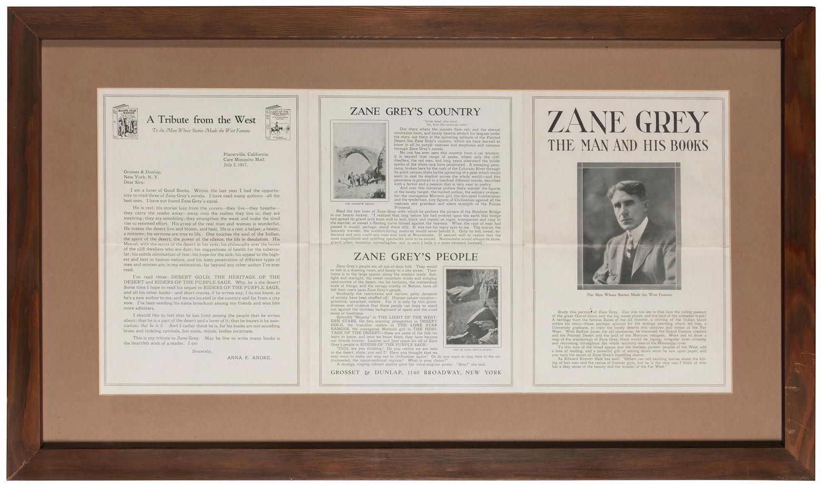 [GREY, Zane (1872–1939)]. Zane Grey: The Man and His Books.... (1 of 2)