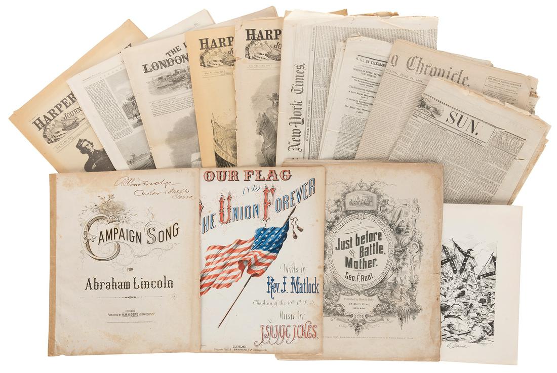 [CIVIL WAR]. A group of ephemera, including: four newspaper... (1 of 1)