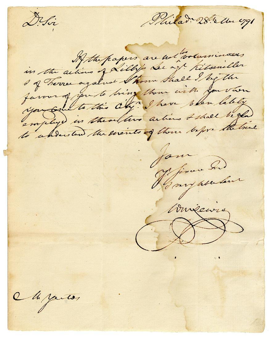 LEWIS, William (ca. 1742-1792). Autograph note signed (“Wm.... (1 of 1)