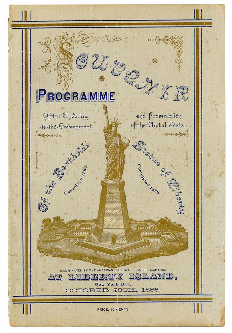 [STATUE OF LIBERTY]. Souvenir Programme of the Unveiling to... (1 of 1)