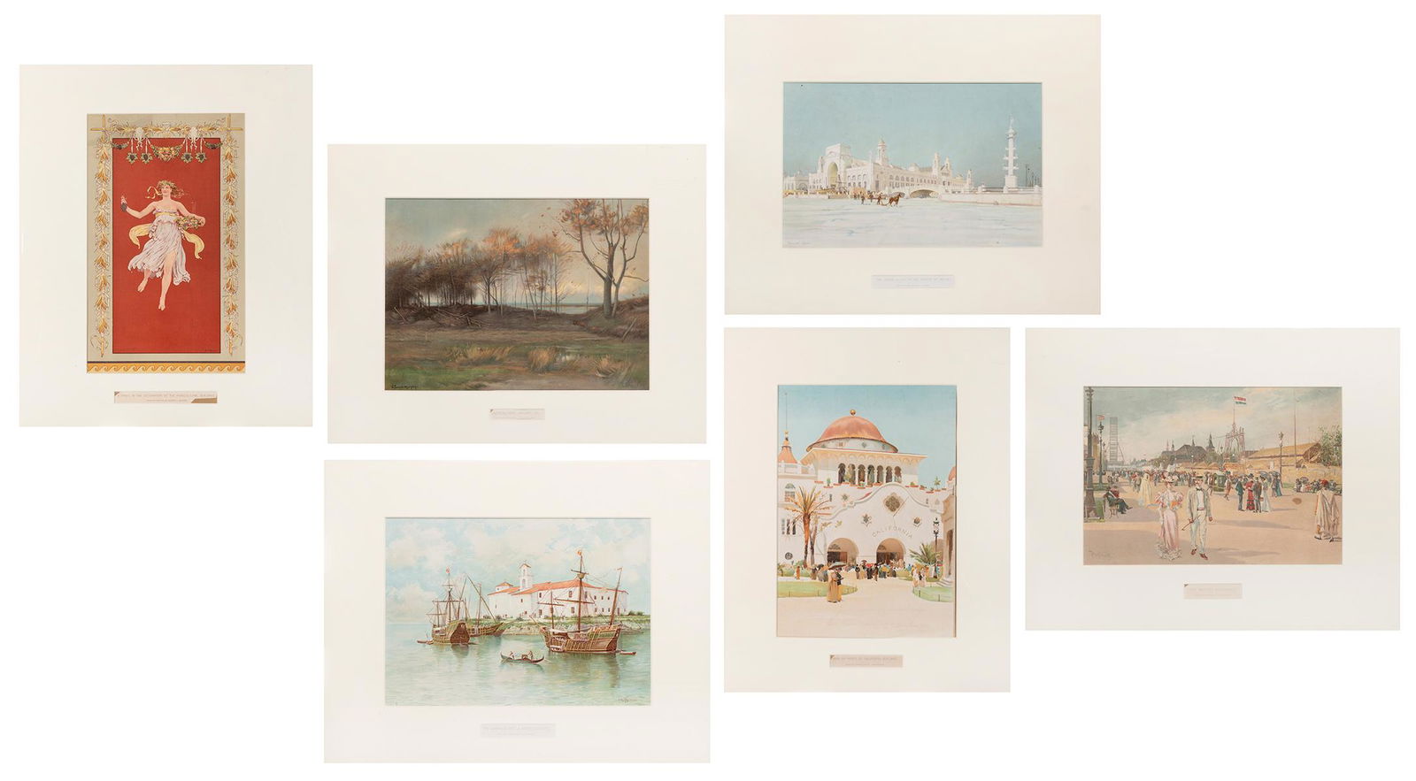 [CHICAGO WORLD’S COLUMBIAN EXPOSITION]. A group of 6 color ... (1 of 7)