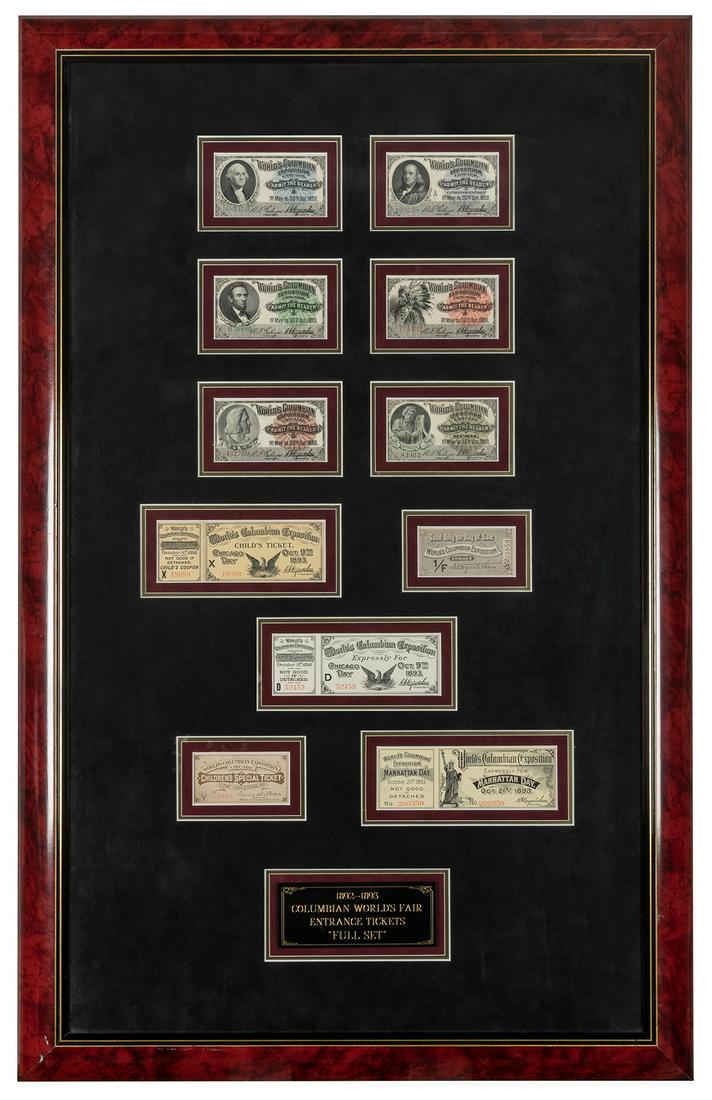 [WORLD’S COLUMBIAN EXPOSITION]. Complete set of 11 admissio... (1 of 2)