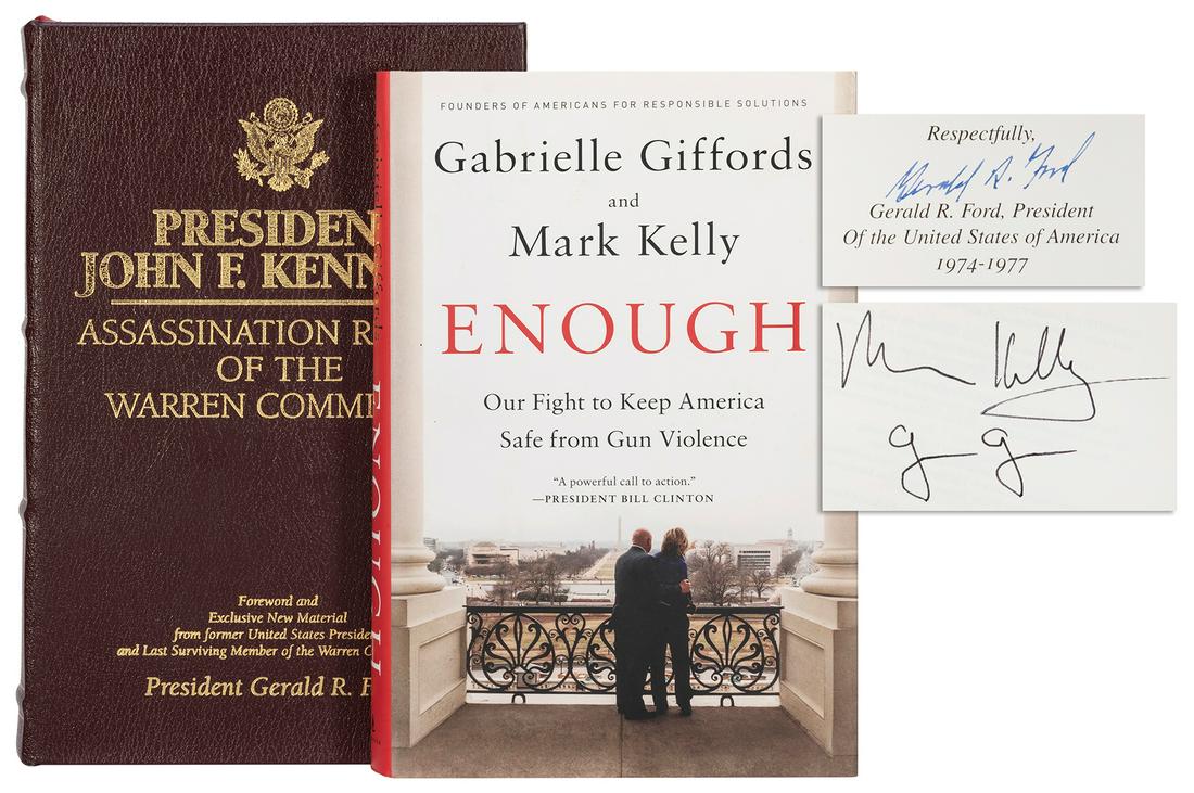 [POLITICAL VIOLENCE]. A pair of signed books. Including: FO...: [POLITICAL VIOLENCE]. A pair of signed books. Including: FORD, Gerald R. (1913-2006). President John F. Kennedy Assassination Report of the Warren Commission. [Nashville:] The Flatsigned Press, [2004]