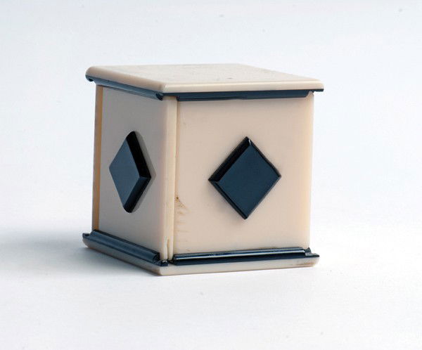 Handkerchief Production Box. Midlothian Scotland,: Handkerchief Production Box. Midlothian Scotland, Silray Magic Co. (Jack Silver), ca. 1961. A small Perspex (plastic) box is shown empty by sliding one side open. When reopened, a handkerchief has app