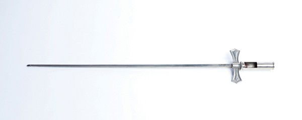 Silk Sword. American, ca. 1930.: Silk Sword. American, ca. 1930. A silk handkerchief appears on the tip of a sword. 30" long. With original metal tip and elastic. Good condition.