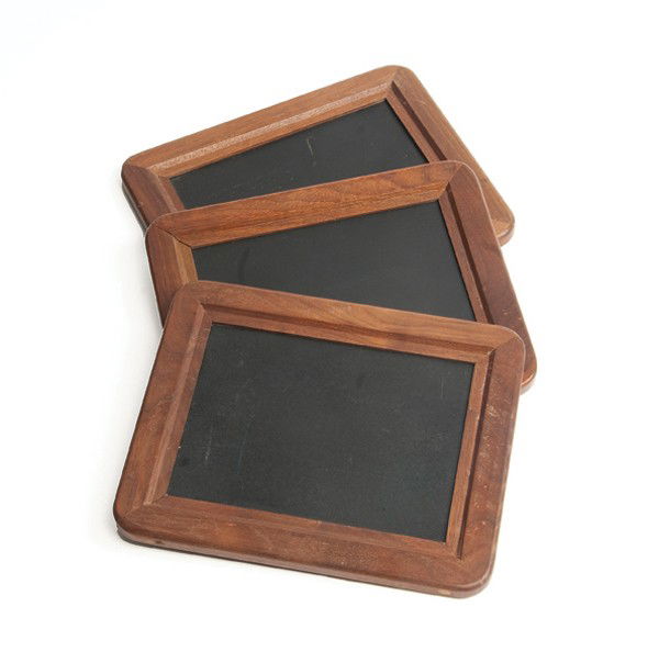 Spirit Slates. American [?], ca. 1930. Set of 3: Spirit Slates. American [?], ca. 1930. Set of three finely crafted walnut slates and two metal flaps. All three slates feature internal spring mechanisms that allow them to conceal or release the flap