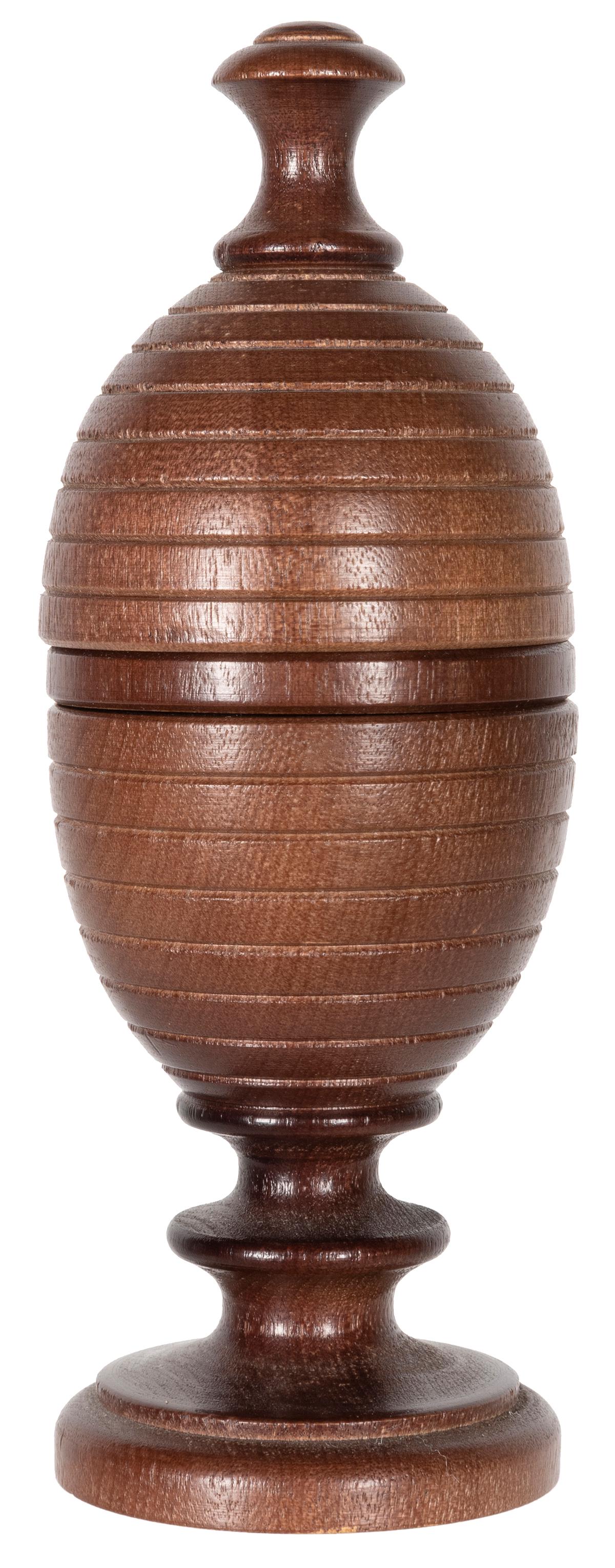 Ball and Silk Vase. Japan: Mikame, 1990s. A red wooden ball... (1 of 2)