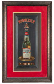 Budweiser in Bottles Tin Litho Sign. St. Louis: Anheuser Busch Companies Inc., ca. 1920s. Framed tin (1 of 1)