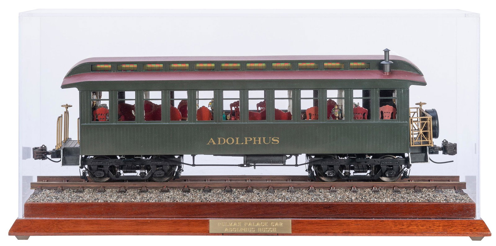 Custom Model of Adolphus Busch’s “Pullman Palace Car”. [North Miami Beach: Scale: Custom Model of Adolphus Busch’s “Pullman Palace Car”. [North Miami Beach: Scale Models, Arts, & Technologies, Inc., 2012-2016]. A magnificent, highly-detailed custom model of Busch&