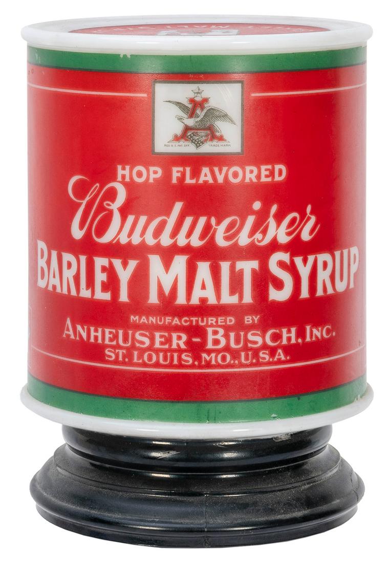 Budweiser Barley Malt Syrup Lamp. St. Louis Anheuser Busch Inc., ca