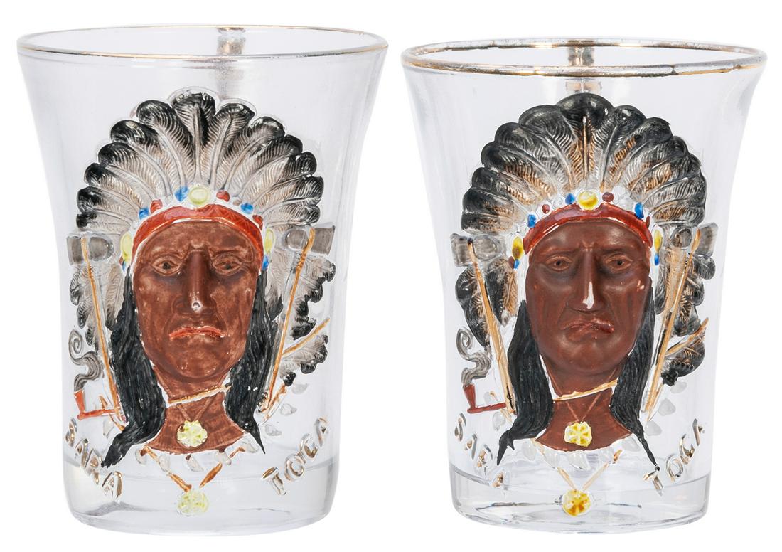 Two Pittsburgh Shriners Native American Glasses. Pittsburgh: Pittsburgh Syria Shriners, ca. 1903. (1 of 2)