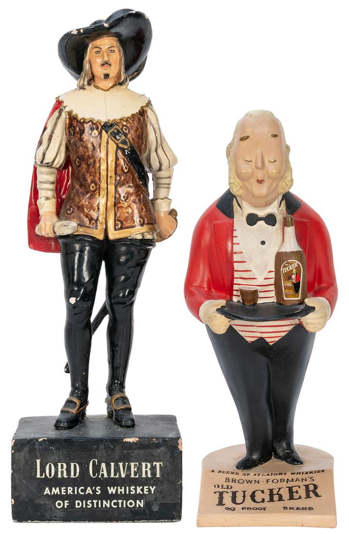 [WHISKEY]. Two pieces of figural advertising. Including Lord Calvert, painted ceramic figure (height (1 of 1)