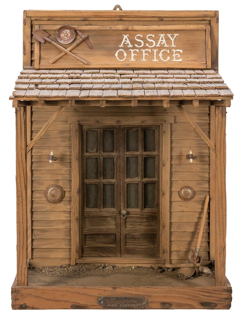 FALKOWSKI, John. Assay Office Scale Model. Handmade wooden scale model of an Old West Assay office. (1 of 2)
