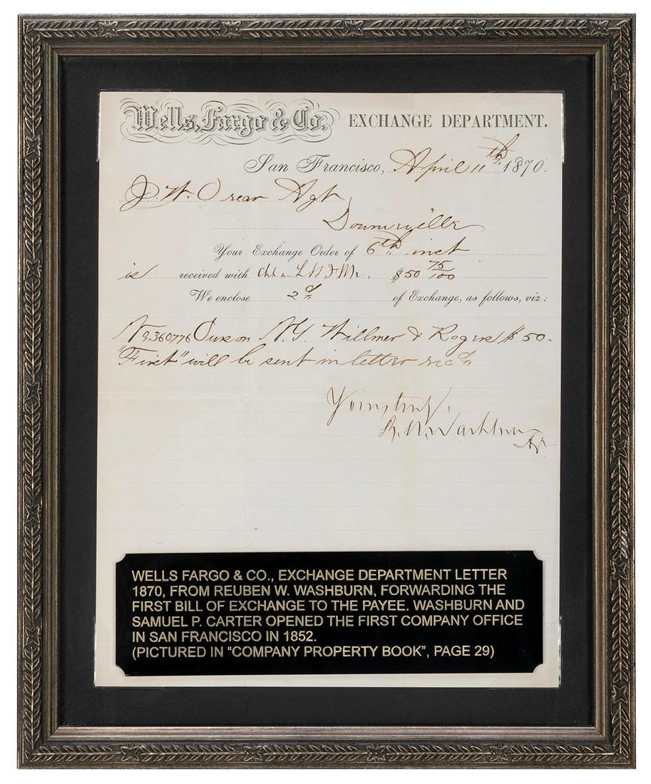 Wells Fargo & Co. Exchange Department letter. San Francisco: April 11th 1870. Exchange letter on (1 of 1)