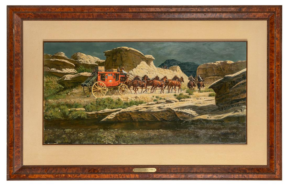 ABRAM, Paul Jr. (1933 - 2005). Where Danger Lurks. Realist landscape oil on canvas depicts a Wells (1 of 1)