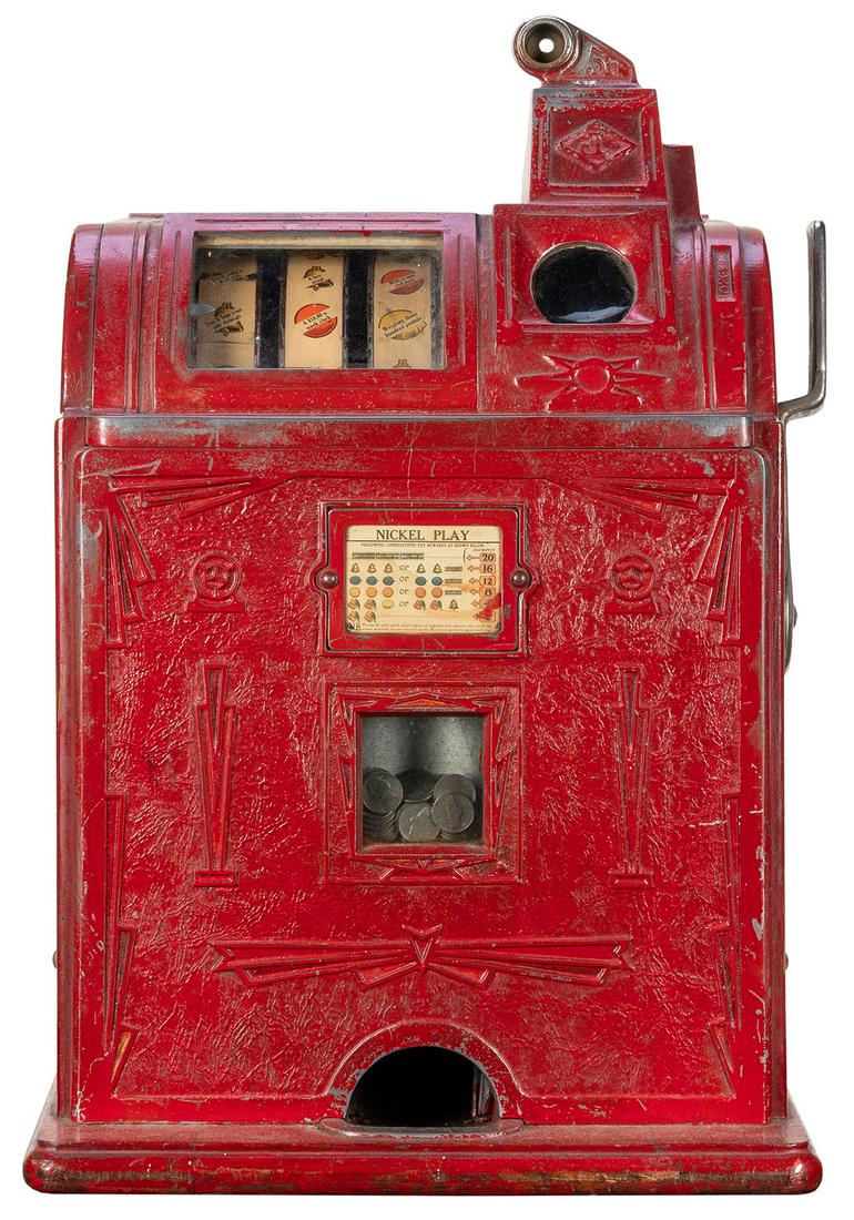 Jennings 5 Cent Slot Machine. [Chicago: Jennings Mfg., ca. 1920s-1940s]. Three-reel slot machine (1 of 1)