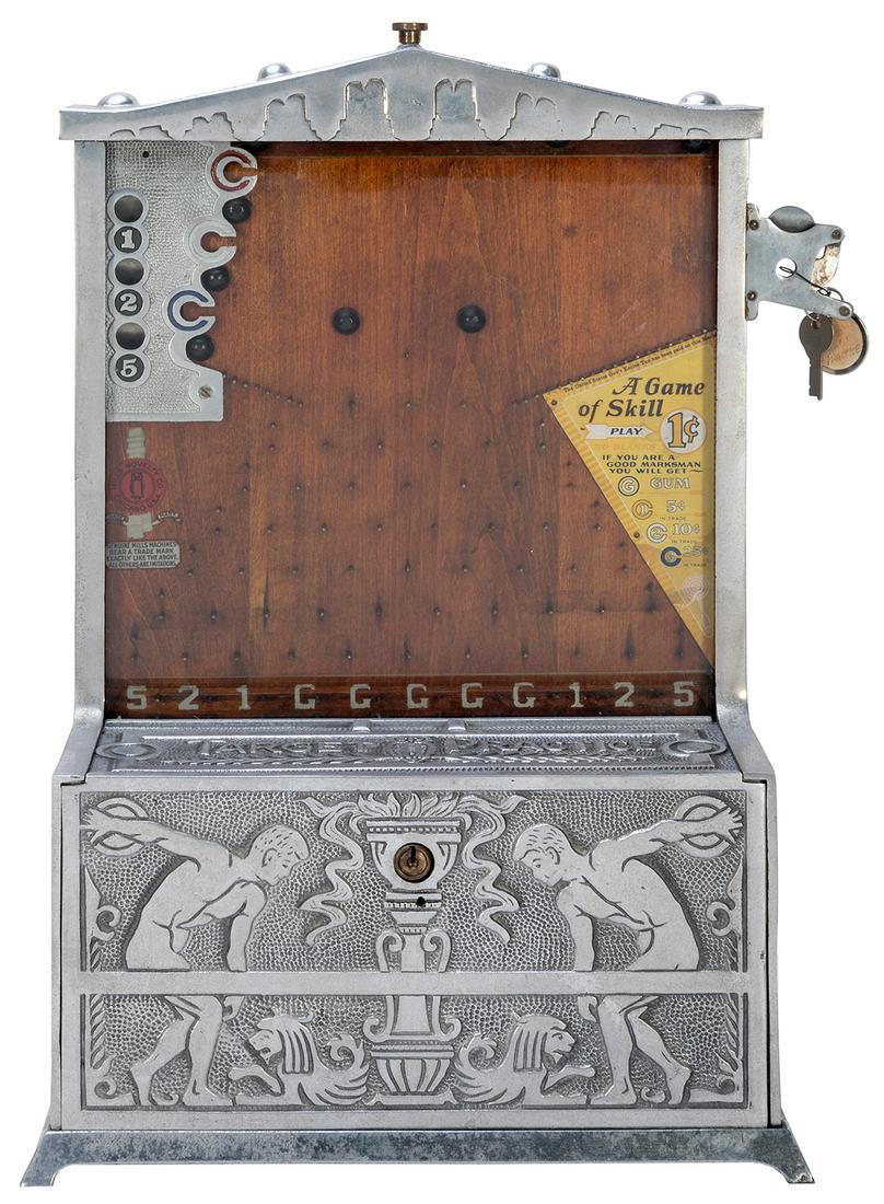 Mills Novelty 1 Cent “Target Practice” Cast Aluminum Penny Drop. [Chicago: Mills Novelty (1 of 2)