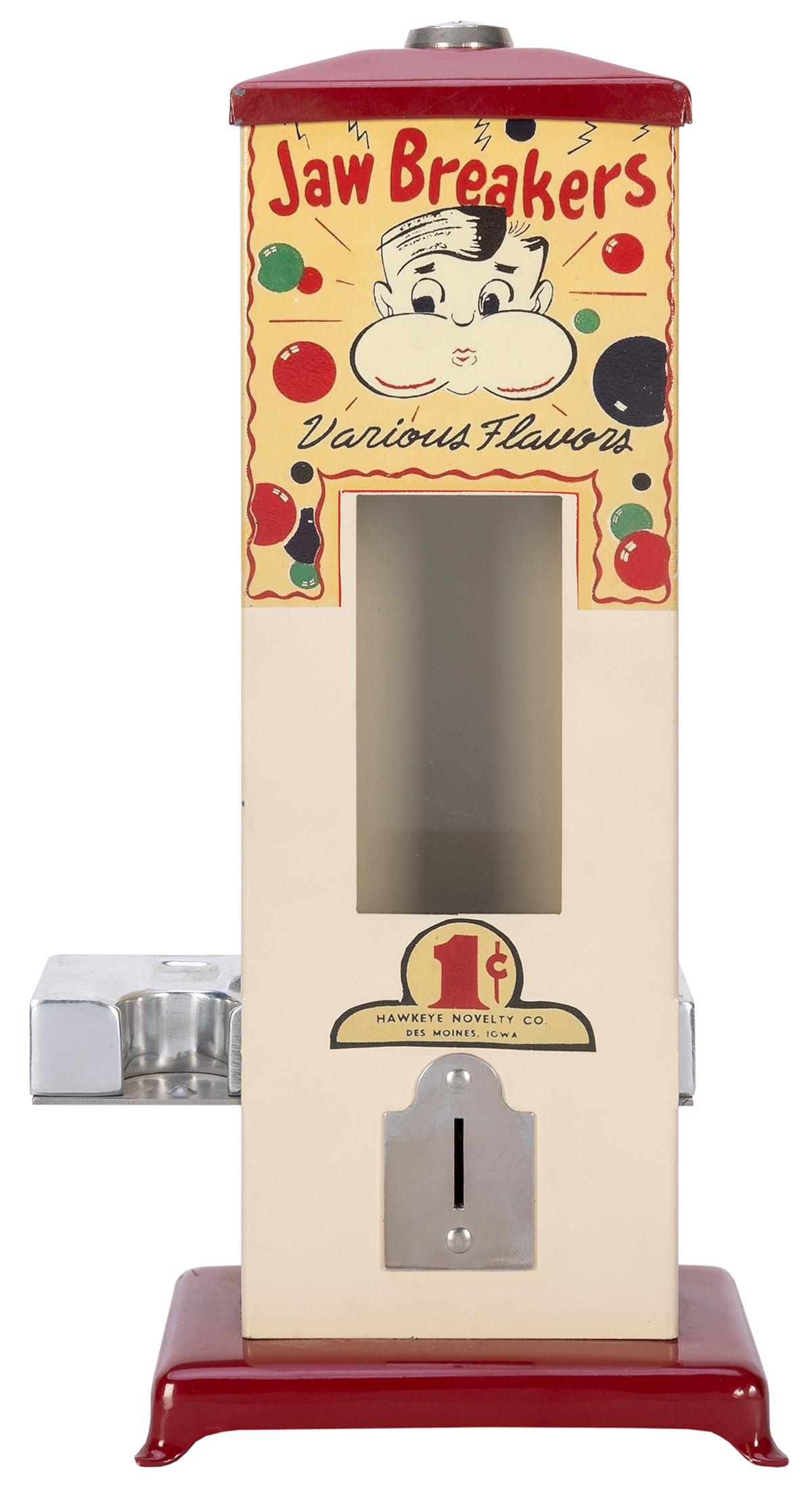 Hawkeye 1 Cent “Jaw Breakers” vending machine. [Des Moines: Hawkeye Novelty Co., ca. (1 of 1)