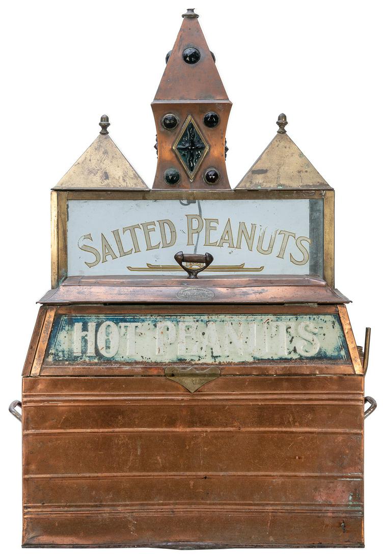 Copper Hot Peanuts Roaster Machine. Boston. W. B. Berry, ca. 1890s. Early electric peanut machine (1 of 2)