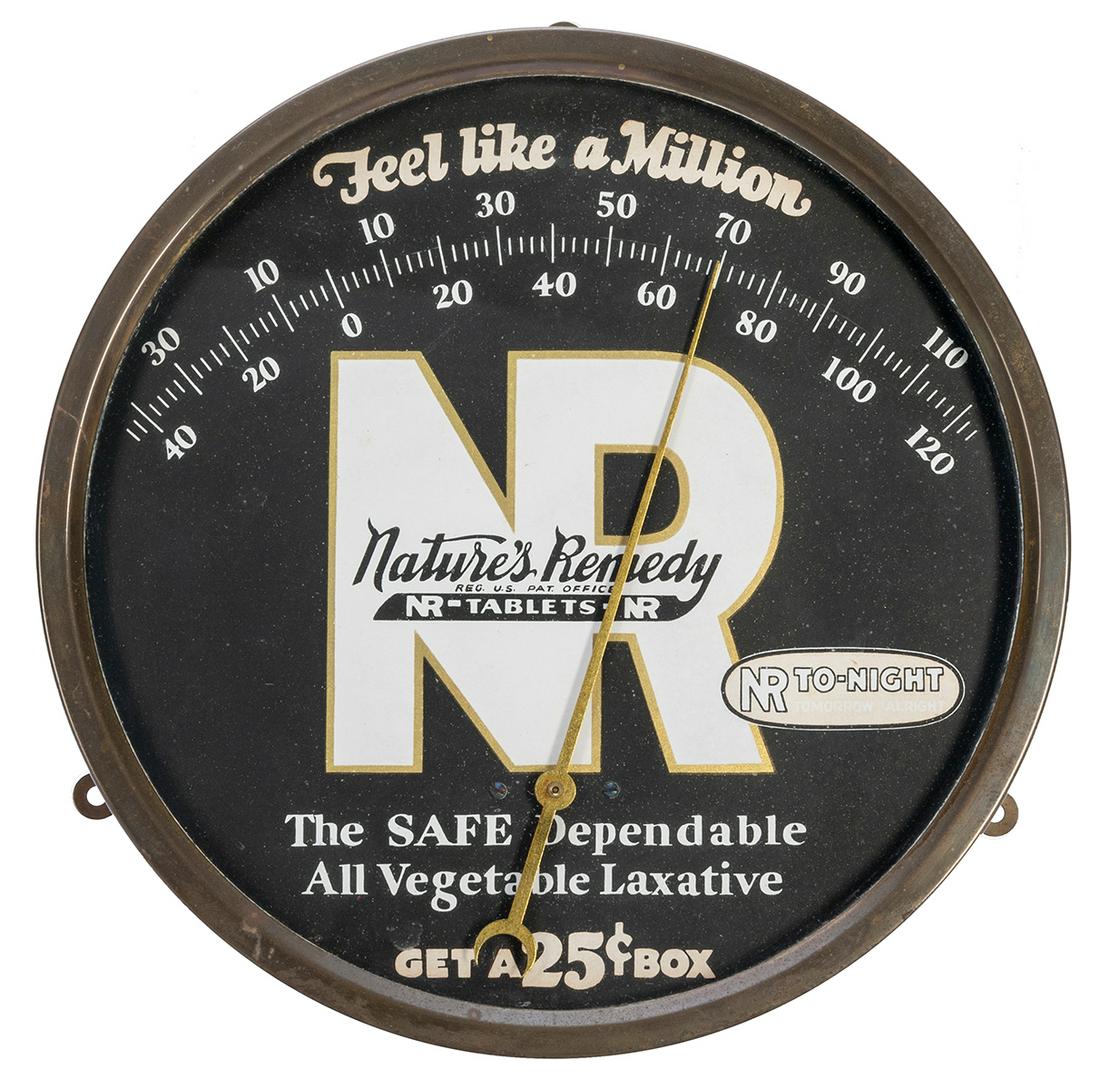 Nature’s Remedy Thermometer. Circa 1930s. Metal and glass thermometer advertising Nature’ (1 of 1)
