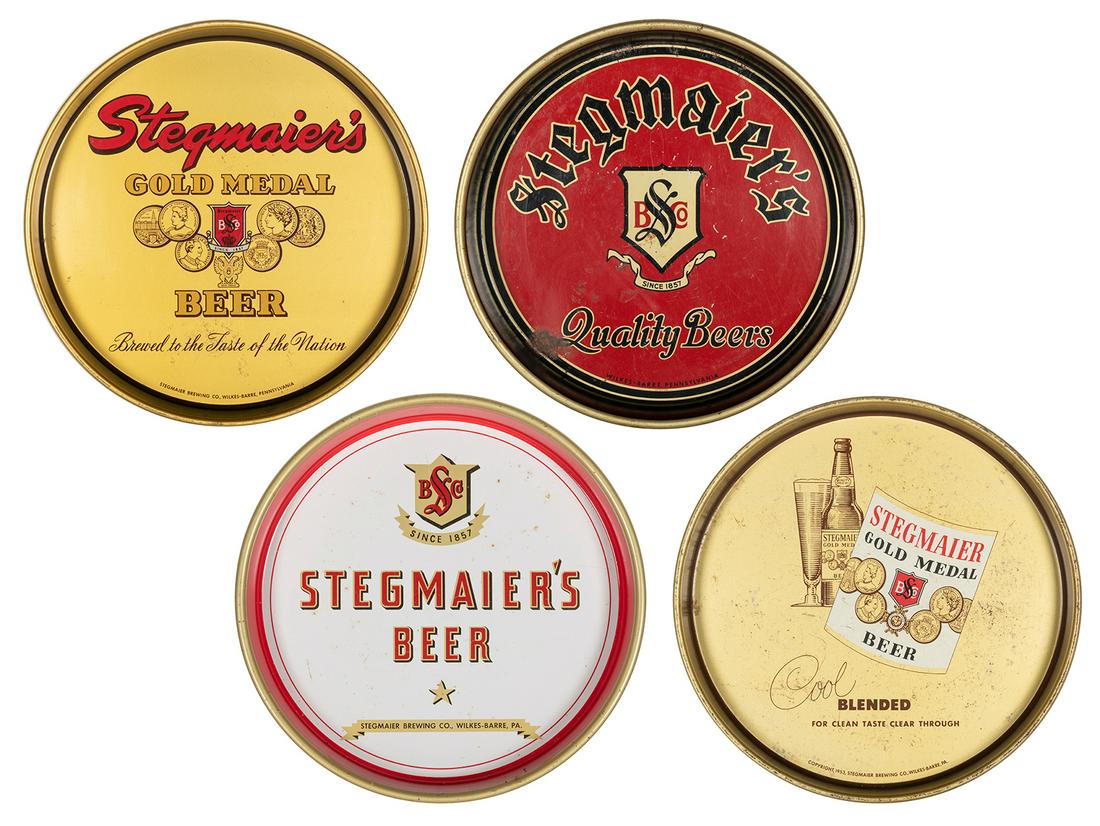 Four Stegmaier Beer Trays. Wilkes-Barre, PA: Stegmaier Brewing Company, 1950s/60s. Including two (1 of 1)