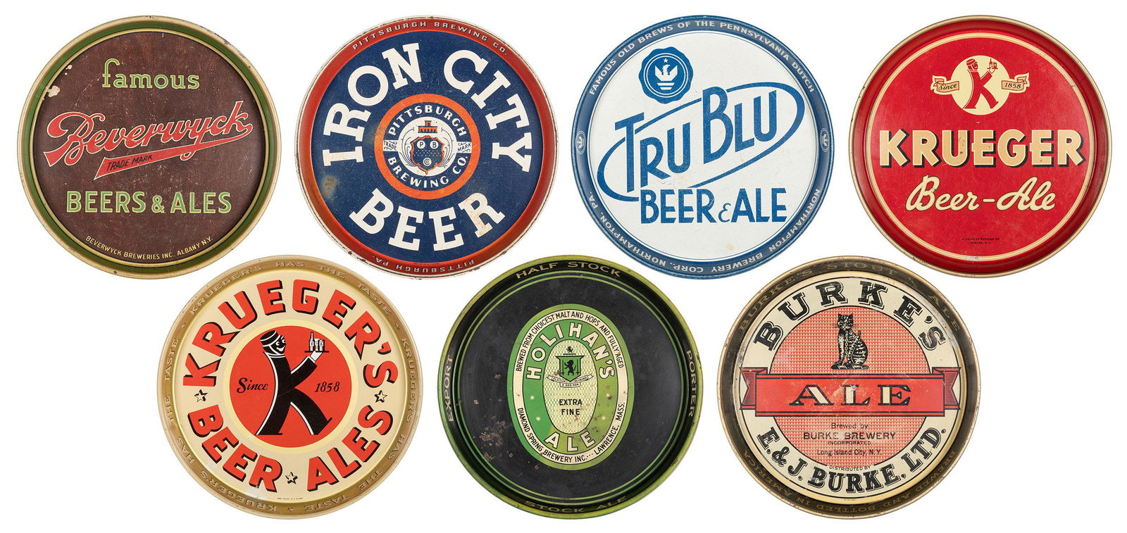 Seven Beer Advertising Serving Trays. Eight trays from breweries of New York, Massachusetts, New (1 of 1)