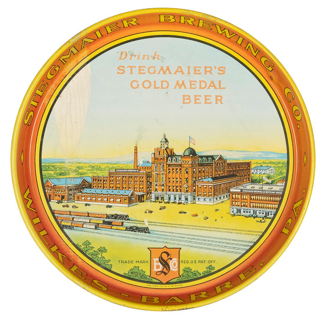 Stegmaier Beer Serving Tray. Wilkes-Barre, PA: Stegmaier Brewing Company, ca. 1940. Lithographed (1 of 2)