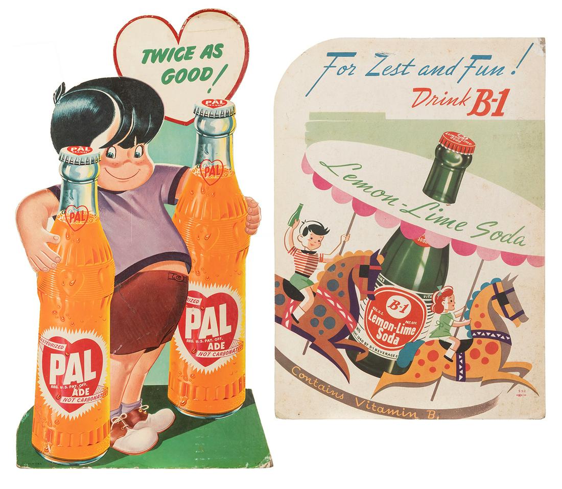 Group of 3 soft drinks cardboard standee signs. Including: “For Zest and Fun! Drink B-1 (1 of 2)
