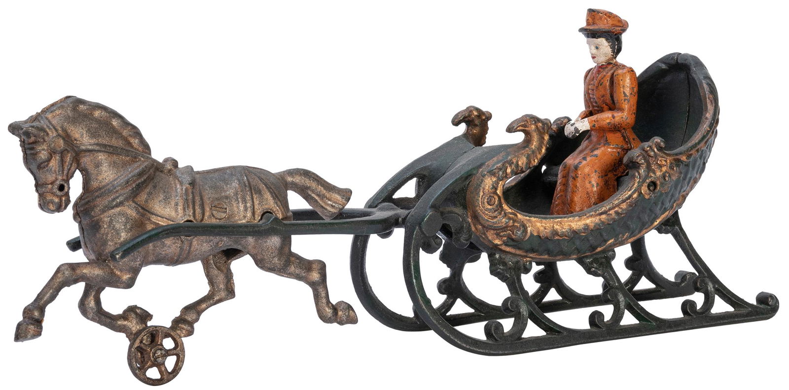 Hubley cast iron one-horse sleigh toy. [Lancaster: Hubley Manufacturing Company, ca. 1900s]. Painted (1 of 2)